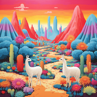 Thumbnail for Mexican Llamas In Colorful Desert