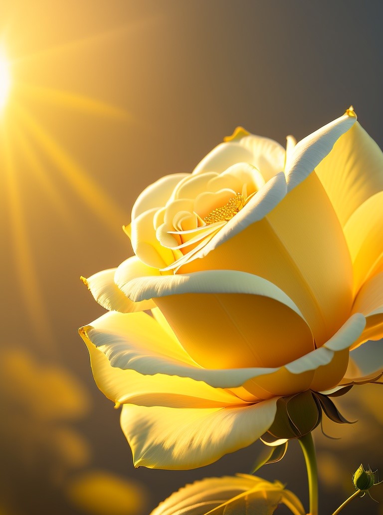 Yellow Rose Yellow Sun Rays