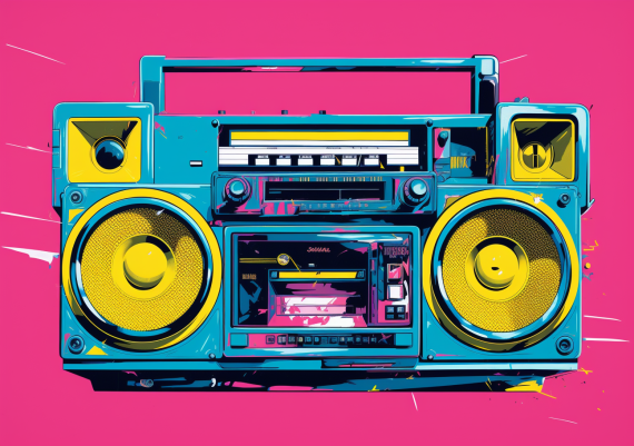 Boombox With Purple Background