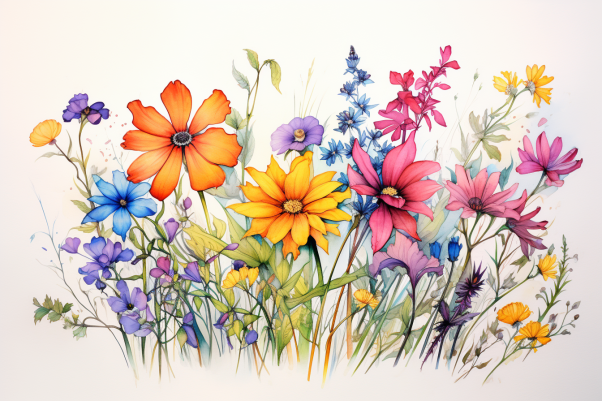 Gentel Watercolor Wildflowers  Diamond Painting Kits