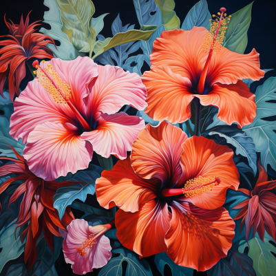 Tropical Flowers In Bright Light