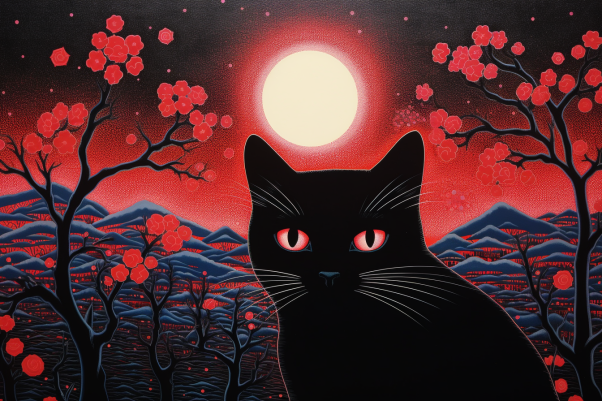 Black Cat Full Moon  Diamond Painting Kits