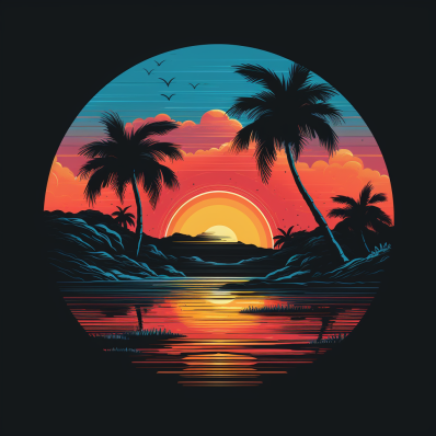 Retro Tropical Sunset  Diamond Painting Kits