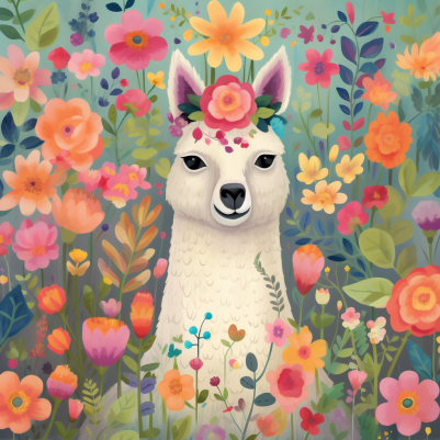 A Llama In Wildflowers