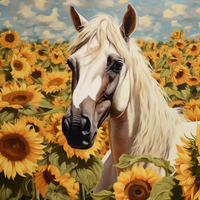 Thumbnail for White Horse And Sunflowers