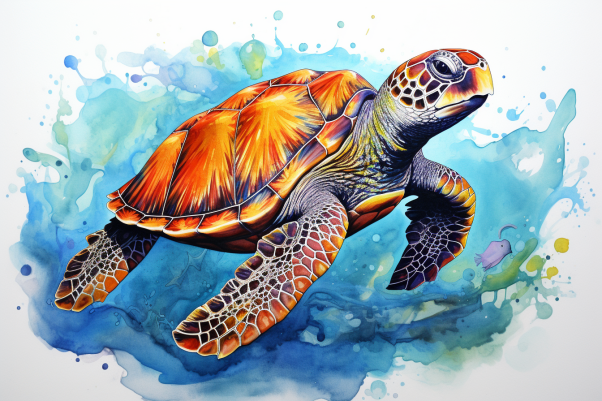 Simple Watercolor Sea Turtle