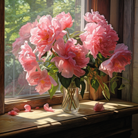 Thumbnail for Large Peonies On A Windowsill