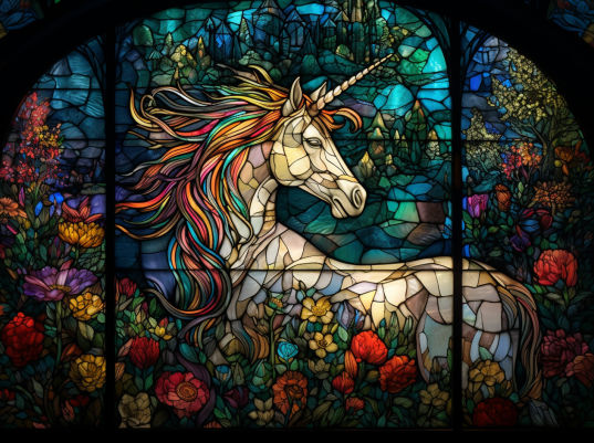 Mythical Creature on Stained Glass