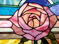 Thumbnail for Pink Rose on Stained Glass With Blue And Yellow