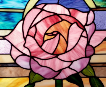 Pink Rose On Stained Glass