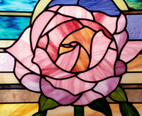 Thumbnail for Pink Rose On Stained Glass