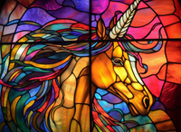 Thumbnail for Pink Sky Unicorn on Stained Glass