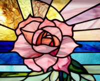 Thumbnail for Pretty Pink Rose on Stained Glass With Sunbeams