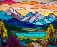 Thumbnail for Stained Glass Mountain Scenery