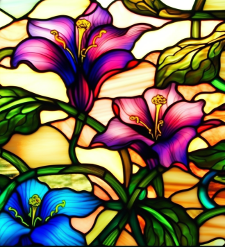 Stained Glass With Irises