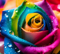 Thumbnail for Vibrant Multi Colored Rose And Raindrops
