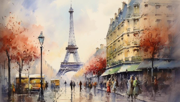 The Eiffel Tower Paris Street   Diamond Painting Kits
