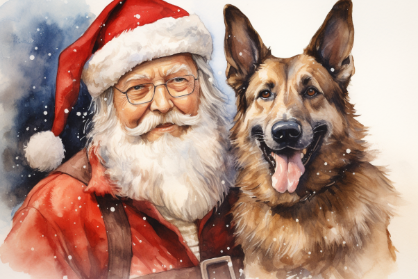 German Shepard And Santa