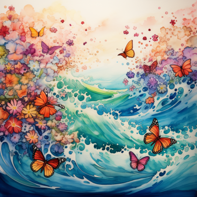 Mesmerizing  Waves And Butterflies