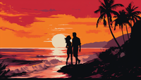 Thumbnail for Romantic Walk On The Beach  Diamond Painting Kits