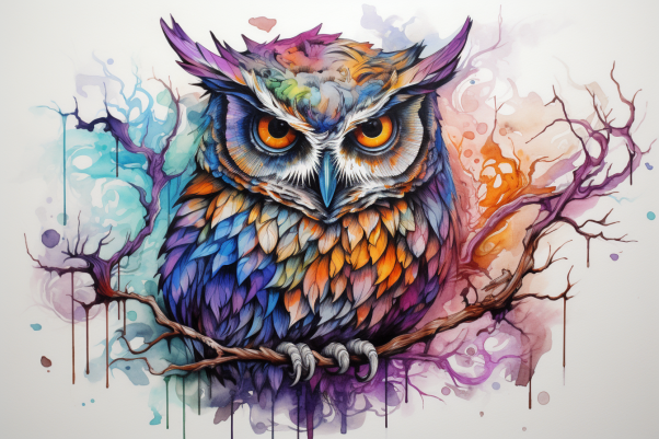 Pretty Purple Watercolor Owl  Diamond Painting Kits