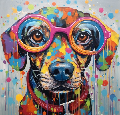 Painted Polka Dot Dog In Glasses