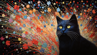 Thumbnail for Black Cat Colorful Flower Burst  Diamond Painting Kits
