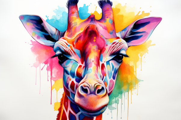 Close Up Watercolor Giraffe