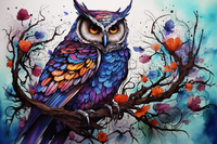 Thumbnail for Watercolor Purple Owl  Diamond Painting Kits