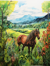 Thumbnail for Watercolor Horse In Peaceful Meadow