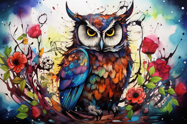 Amazing Watercolor Owl  Diamond Painting Kits