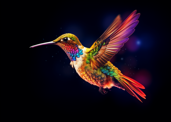 Dreamy Hummingbird, Dark Background