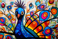 Thumbnail for Bright Fun Peacock On Stained Glass