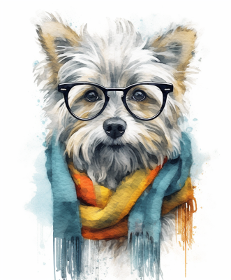 Smart Dog In Colorful Scarf