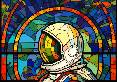Space Explorer On Stained Glass