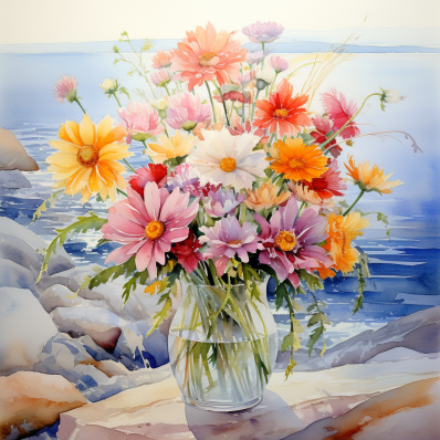 Seaside Flowers In A Vase