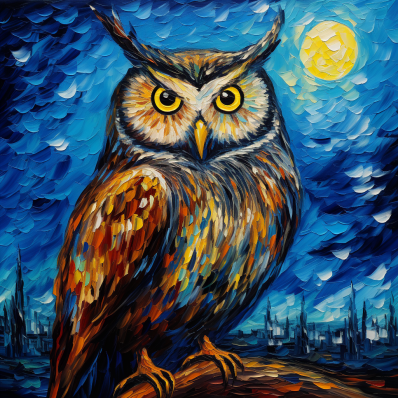 Proud Owl And Full Moon