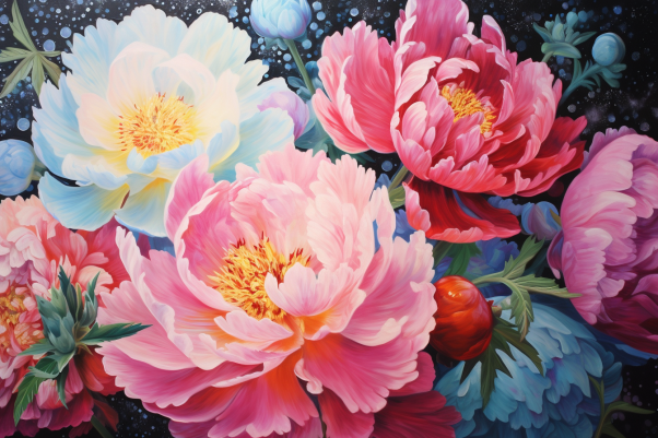 Close Up Of Pretty Peonies  Diamond Painting Kits