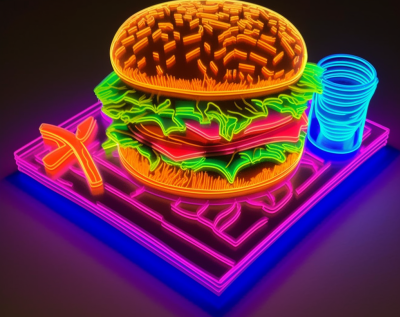 Glowing, Neon Burger,