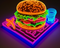 Thumbnail for Glowing, Neon Burger,