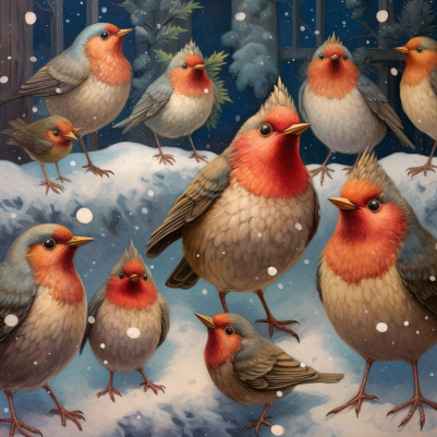 Christmas Birds In The Snow