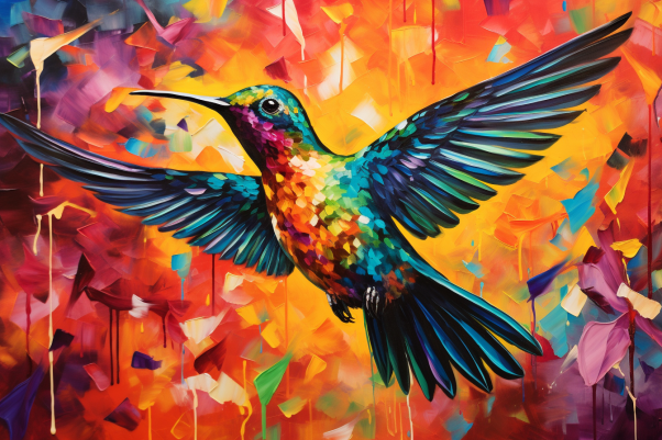 Hummingbird And Beautiful Colors  Diamond Painting Kits