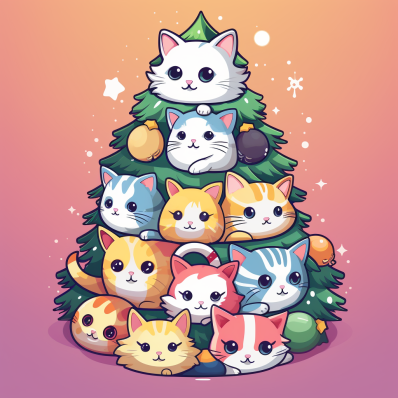 Anime Kitty Christmas Tree