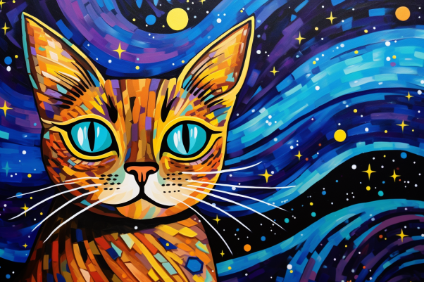 Bold Bengal Cat Starry Night  Diamond Painting Kits