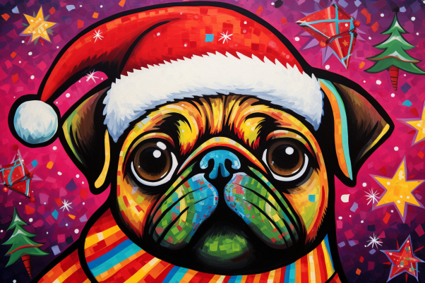 Colorful Christmas Pug