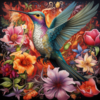 Thumbnail for Mesmerizing Vibrant Flowers And Hummingbird