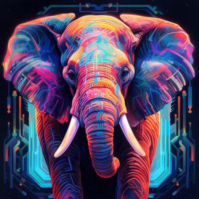 Neon Elephant  Of Many Colors