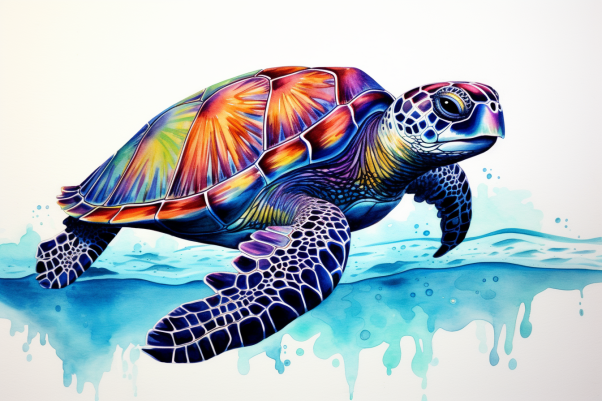 Pretty Watercolor Sea Turtle  Diamond Painting Kits