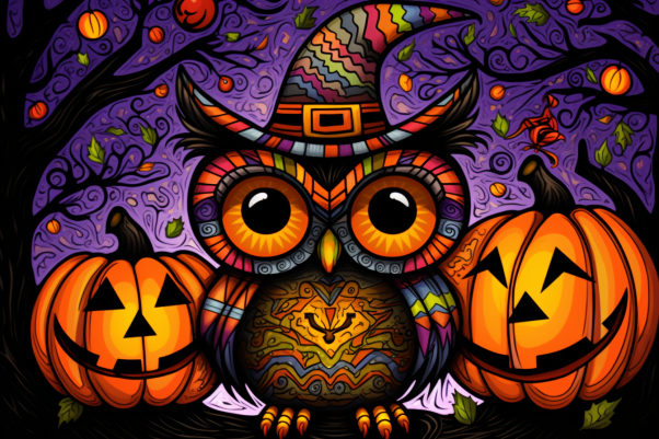 Vibrant Halloween Owl