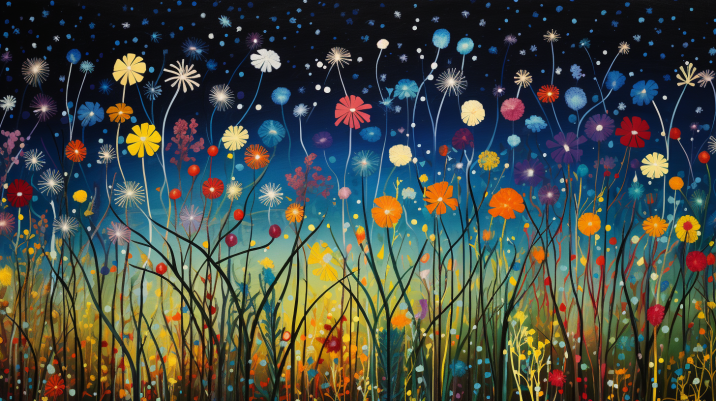 Colorful Wildflowers And Evening Glow  Diamond Painting Kits